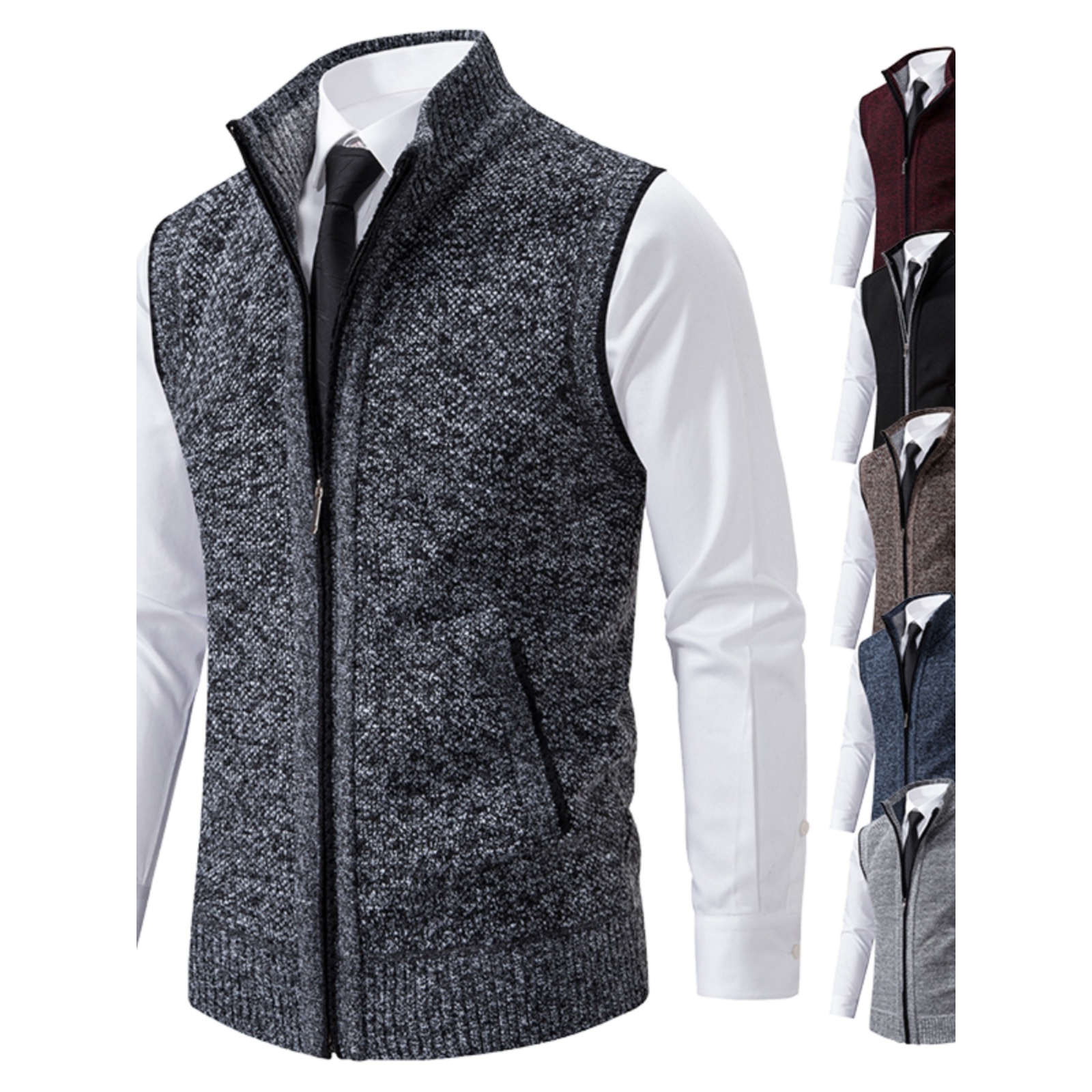 秋冬季新款男士毛衣马甲开衫针织宽松大码休闲无袖加绒坎肩男毛线