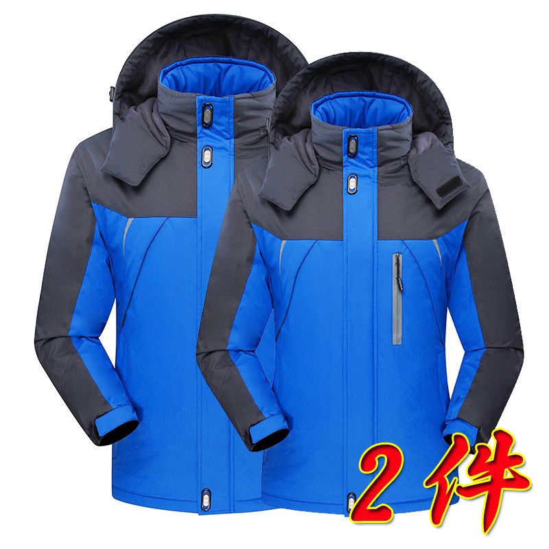 秋冬季加绒冲锋衣青年保暖户外运动夹克防风加厚男士登山外套上衣