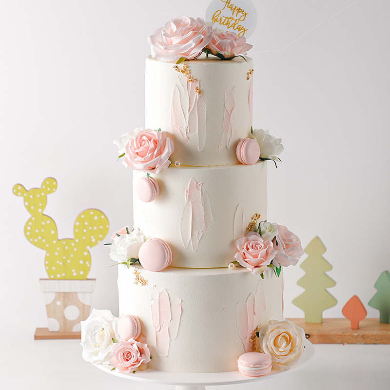 高层多层花卉马卡龙鲜花蛋糕模型仿真2025新款甜品台橱窗样品定制