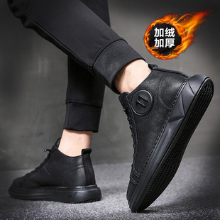 男士鞋子2026新款今年流行爆款男鞋内增高低帮加绒棉鞋秋冬休闲皮