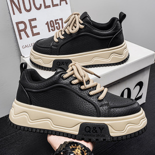 男士鞋子2026新款今年流行爆款爆款男鞋春季运动百搭皮面休闲面包