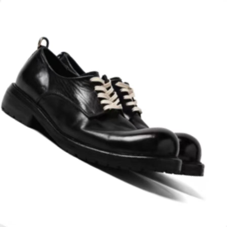 水洗真皮大头德比鞋新款男鞋小众厚底增高商务休闲皮鞋正装翘头小