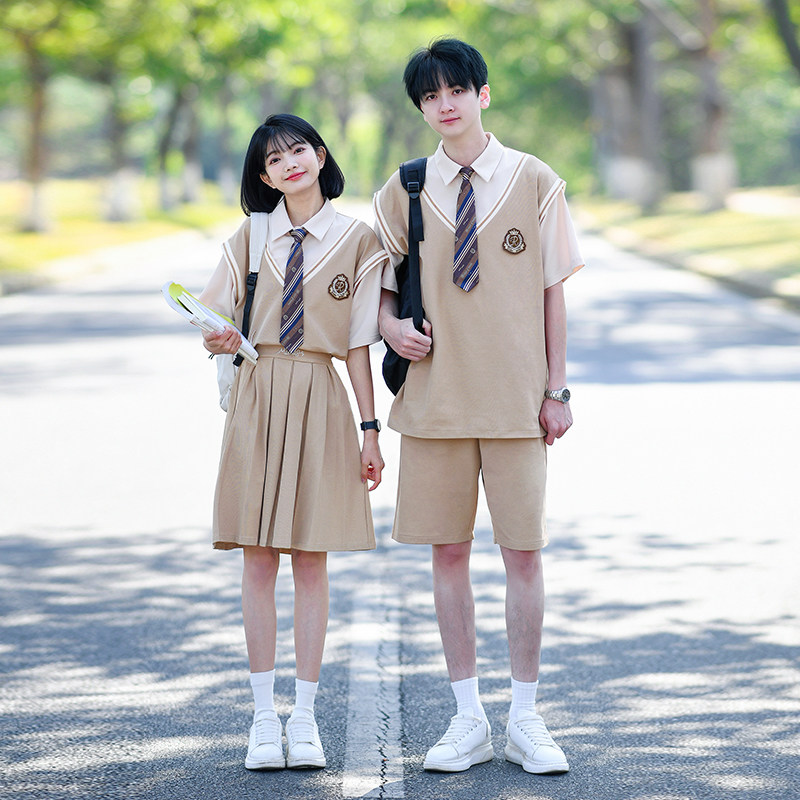 班服初中生夏季套装学院风短袖高中生毕业照六年级小学生演出服装