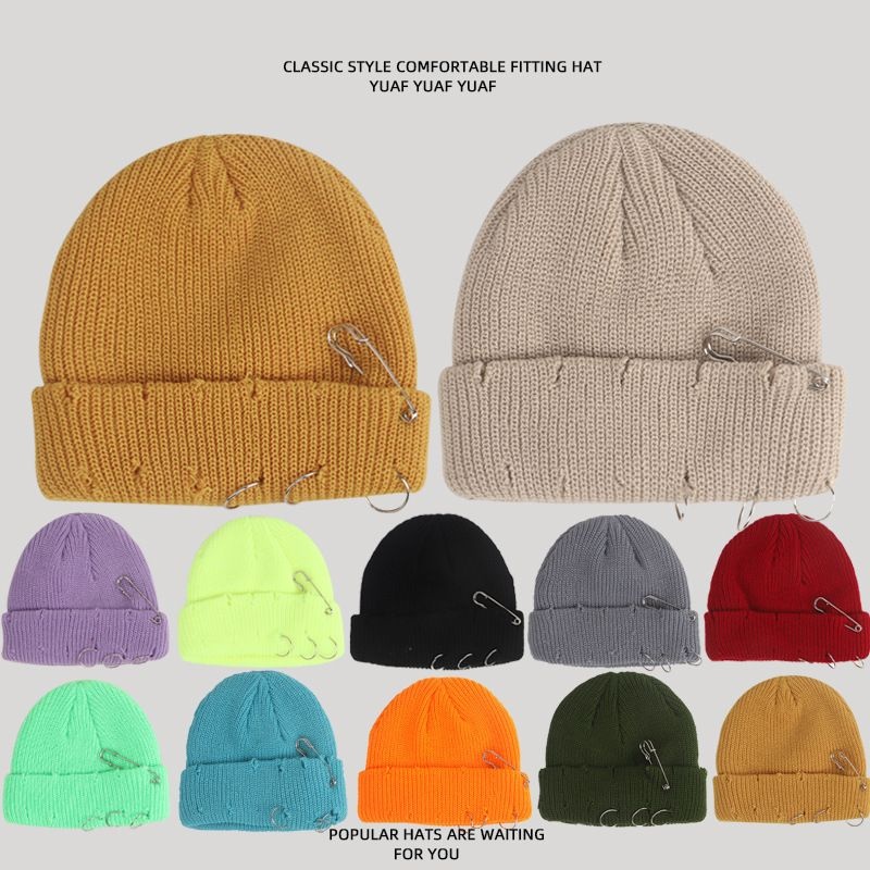 毛线帽女日系针织帽冷帽潮牌帽子男秋冬瓜皮帽百搭雅痞地痞帽冬季