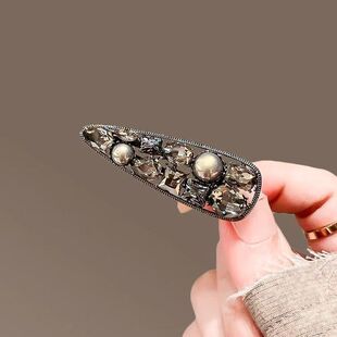 甬制碎发2024夹子刘海夹夹额前女新款发夹精致水钻年洋气珍珠鸭嘴