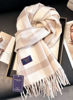 甬制秋冬绿色新款多用女仿羊绒高级感围脖2025围巾披肩办公室外搭