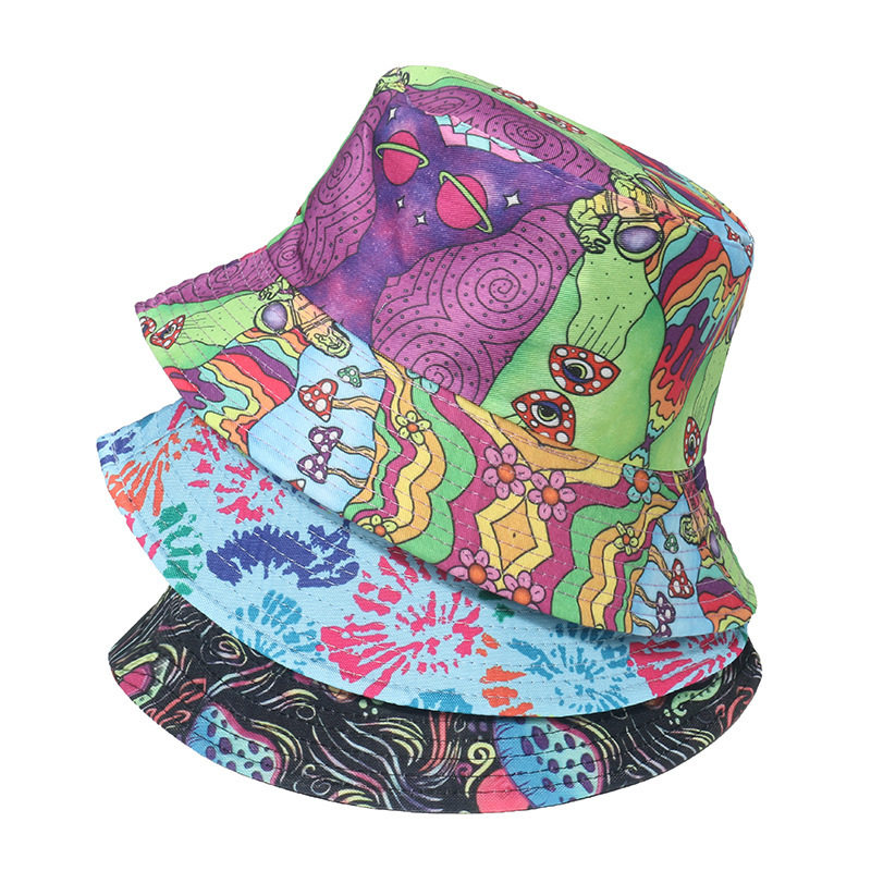 跨境亚马逊春夏盆帽遮阳防晒嘻哈休闲卡通蘑菇渔夫帽女太阳帽