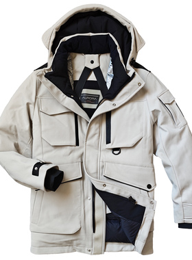 男加厚90鹅绒羽绒服680高蓬松工装户外风中长款连帽东北御寒外套