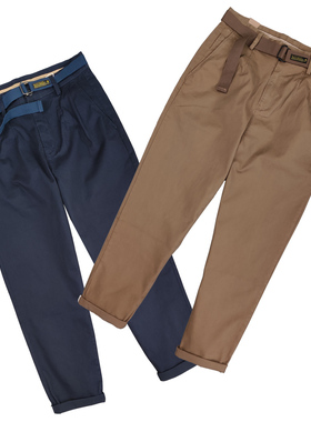 男士9分卡其CHINO裤3色水洗弹力棉氨锥形宽松版型LOOSE TAPER踝裤