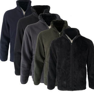 男士两面穿抓绒外套秋冬季户外野营钓鱼徒步珊瑚绒内里加绒温暖