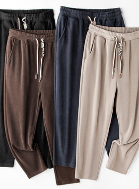 男士秋冬季重磅雪尼尔条绒松紧腰直筒休闲裤舒适悬垂感透气卫裤潮