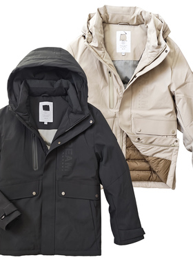 男士厚羽绒服合身版型户外工装风连帽防风防寒通勤外套800蓬95绒