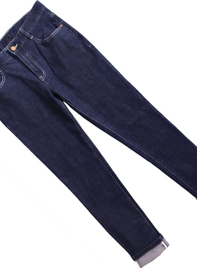 男士秋冬季修身版弹力原色丹宁小脚牛仔裤深蓝色SLIM FIT复古英伦
