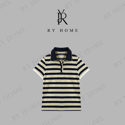 RYHOME 容雨翻领条纹短袖polo衫T恤252T2066