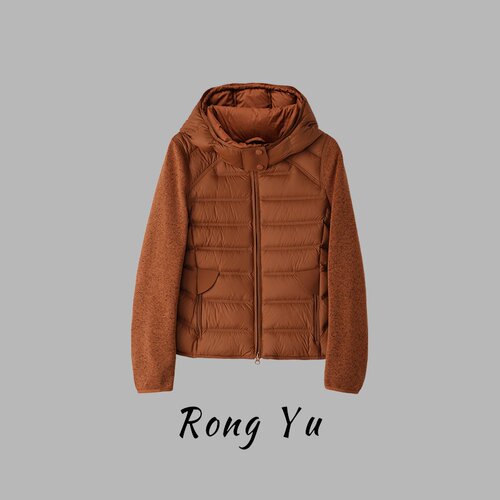 【容雨RYHOME】90白鹅绒连帽拼接针织袖鹅绒服264YF1623