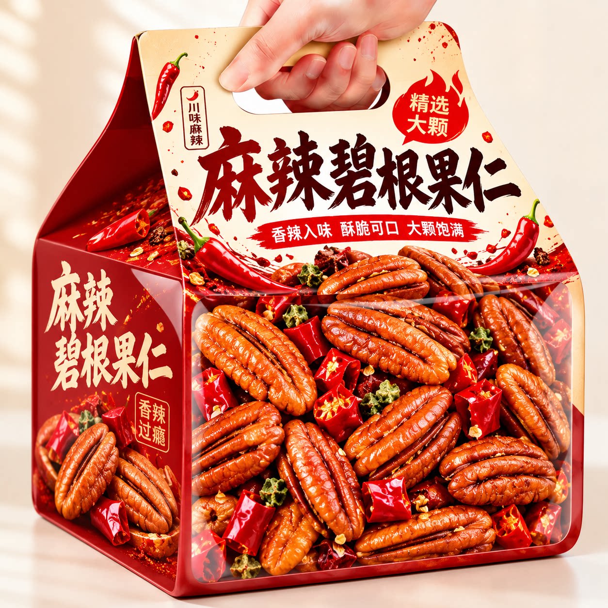 川渝口味麻辣碧根果仁辣味长寿果仁香大颗粒辣味坚果零食山核桃仁