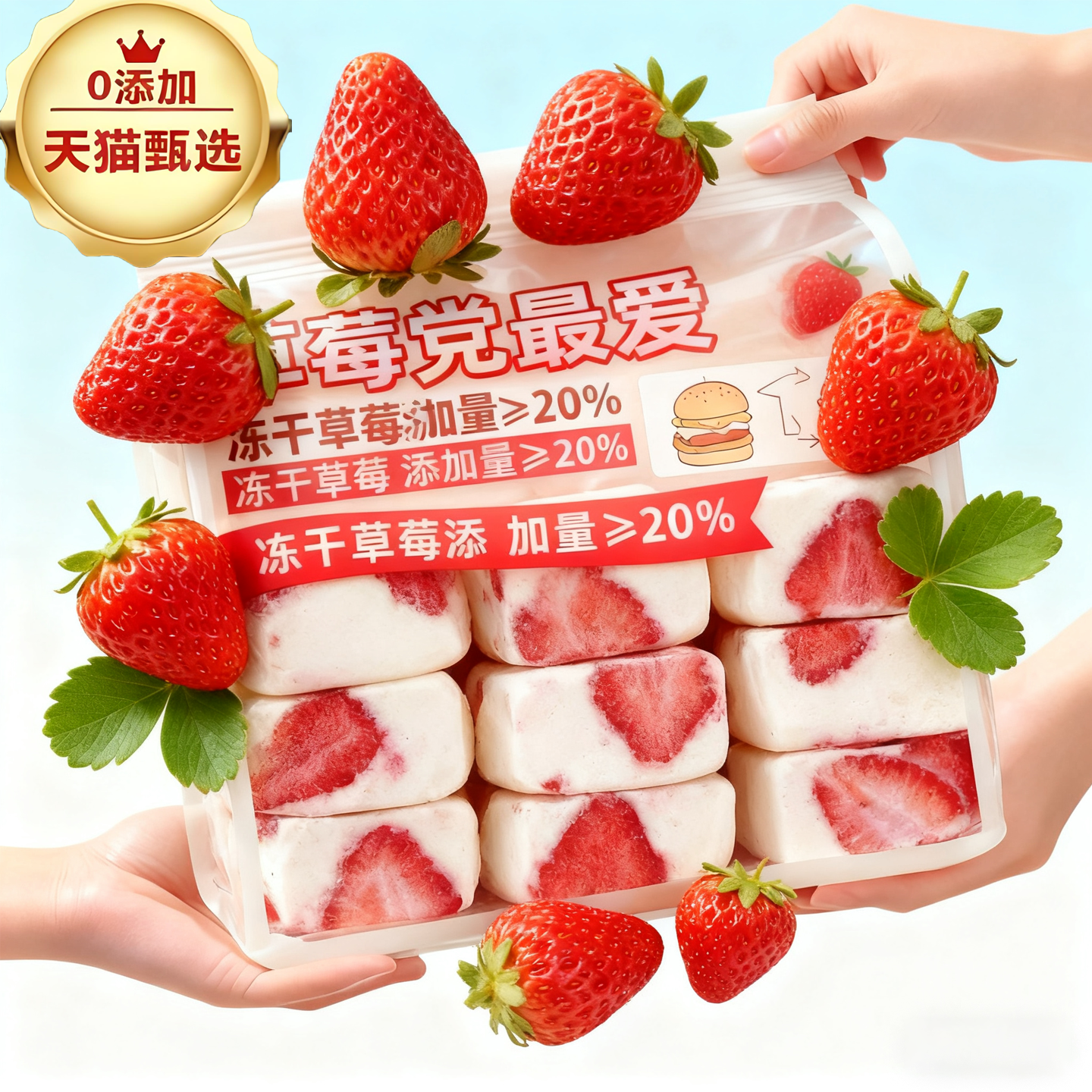 手工长条草莓羊奶芙绵软拉丝旗舰店雪花酥糕点心网红吃货小零食品