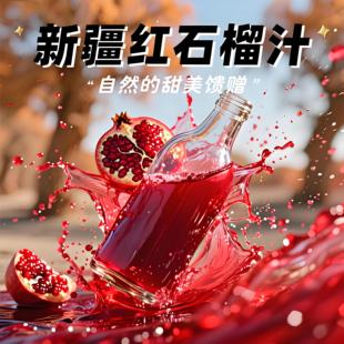 阳光风趣红石榴汁果汁饮料新疆红石榴饮品夏季解渴大瓶装整箱解腻