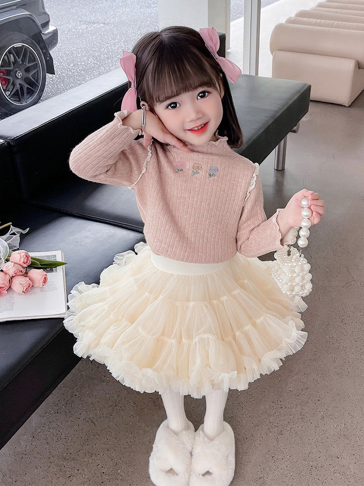 2024 NEW FEMALE TONG AUTUMN AND WINTER PLUSH UNDERSHIRT FOREIGN STYLE BABY GIRL HIGH NECK TOP WARM LONG SLEEVE UNDERWEAR