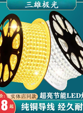 三雄极光led灯带光河220V客厅吊顶展柜暗槽高亮三色防水软灯带条
