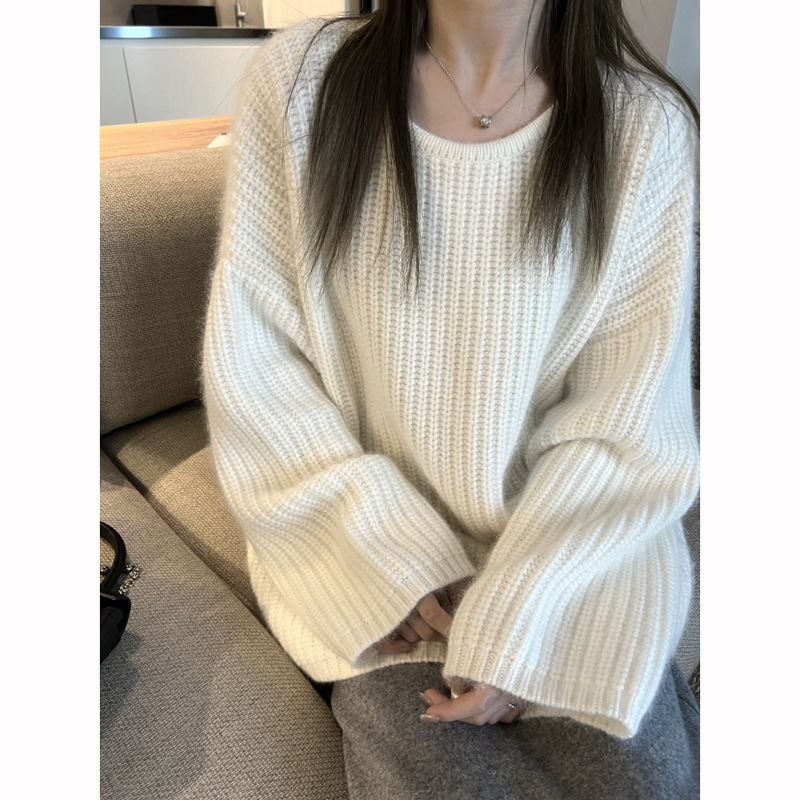 慵懒风宽松100纯山衫女2025年冬加厚粗线秋冬季毛衣