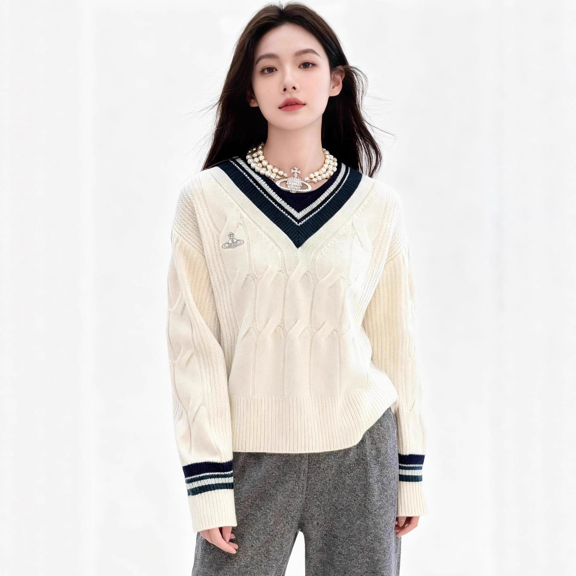 高版本西家土星早秋高级感上衣 南油高端女装 宽松羊毛毛衣针织衫