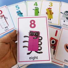 数字积木卡片英文学识数学0-20启蒙动画片趣味桌游玩具幼儿园教具