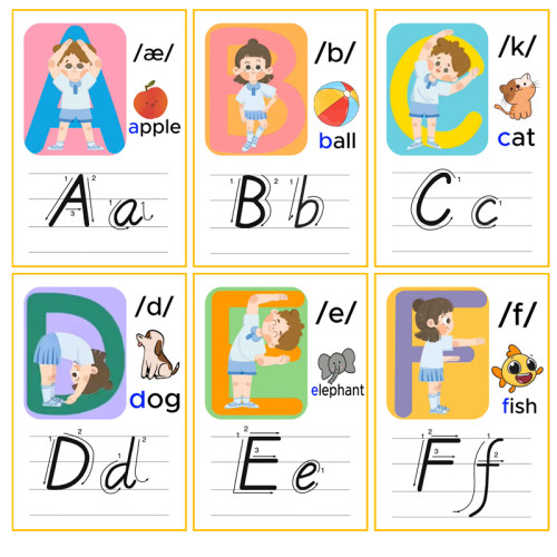 26英文字母英语单词卡片人教手写体大小写英文自然拼读音标教师具