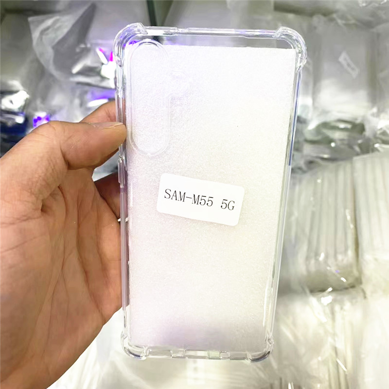 适用三星M55 M33防摔SAM气囊壳M53手机壳Xcover7/5透明软保护套加厚S21+S22 PLUS S23-FE保护壳S24 ultra简约