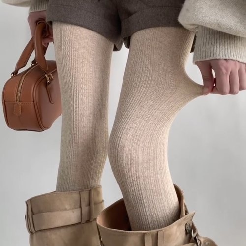 灰色连裤袜女春秋薄款字母标签