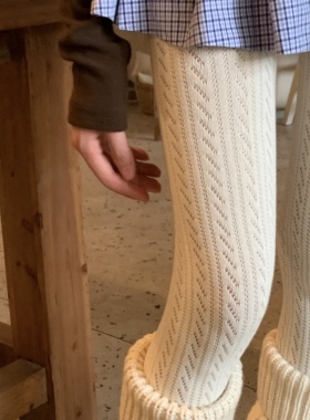 Wuuuus 灰色打底裤女春秋薄款麻花透气百搭显瘦外穿连裤袜配靴子