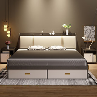 北欧床现代简约气动高箱储物床1.5米主卧双人床轻奢现代榻榻米床