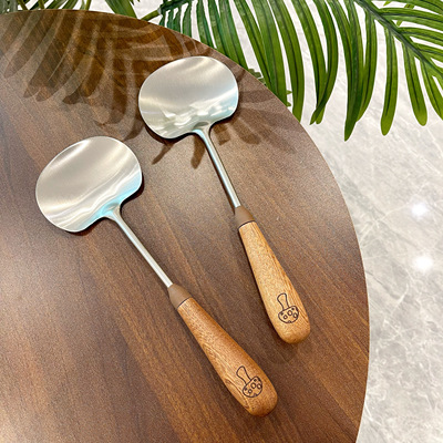 加长304不锈钢实木蘑菇铲31cm