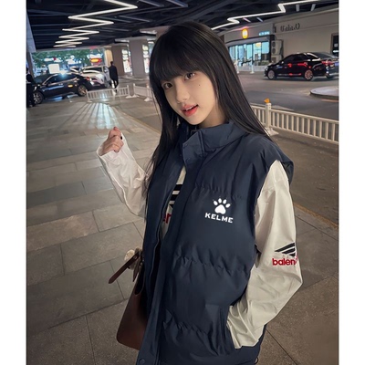 KELME情侣装运动棉服马甲女生冬天加厚保暖立领拉链坎肩夹克外套