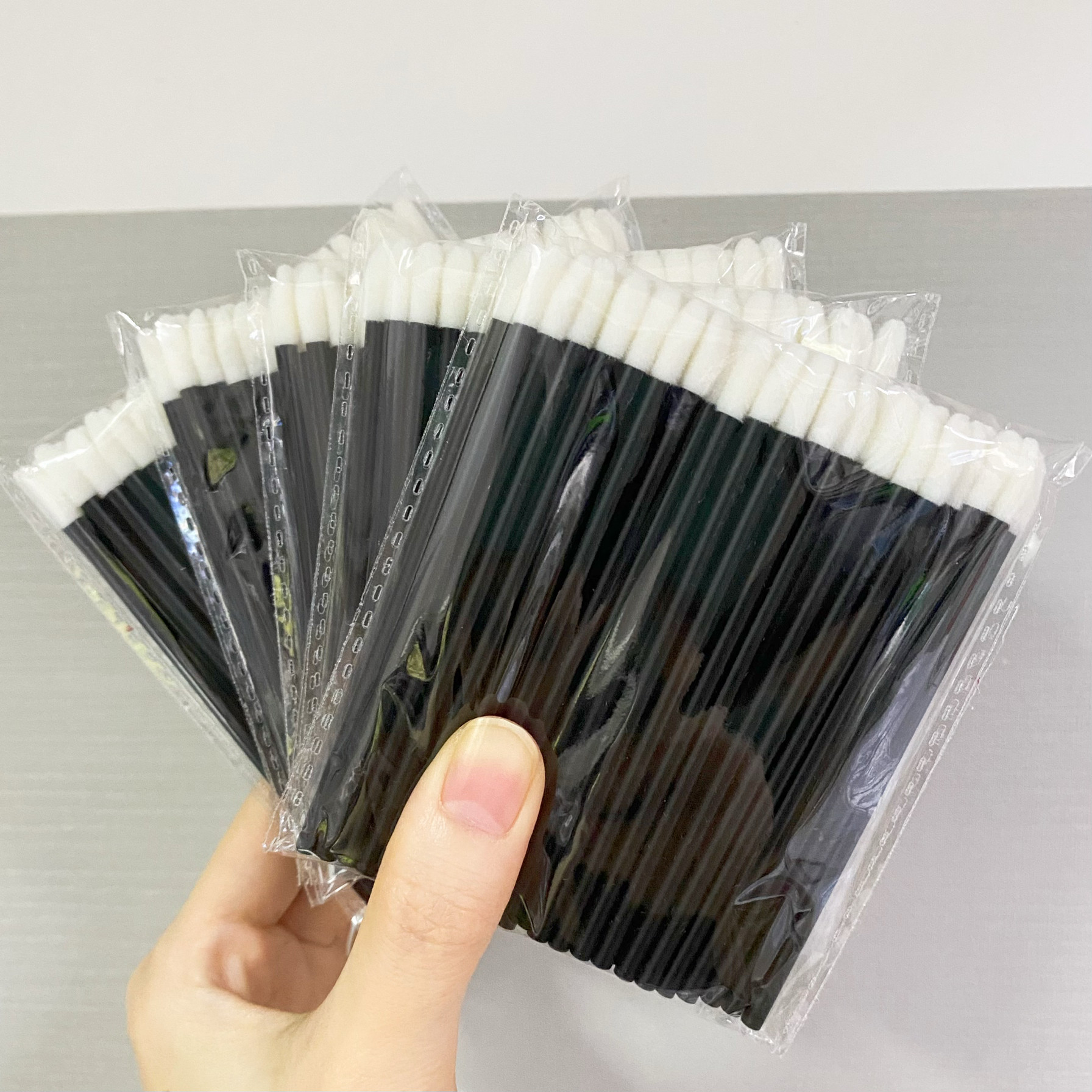 4包（200支）空心杆植绒唇刷唇彩刷美睫清洁眼妆补妆慕斯棒化妆刷