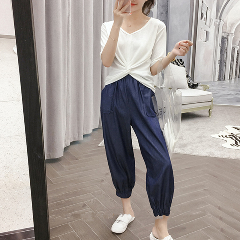 萝卜裤套装夏装2018新款女俏皮韩版网红同款港味上衣九分裤两件套