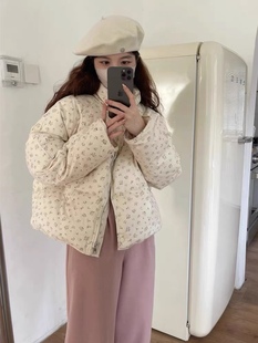 Wuli 25冬新款韩系田园风小碎花短款羽绒服90白鸭绒上衣外套女