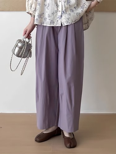 Wuli 26夏新款薄款日系休闲纸片裤女薄宽松日杂小个子九分阔腿裤
