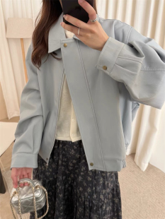 日系翻领软皮衣短外套女机车风PU皮夹克上衣外穿 新款 Wuli 26春季