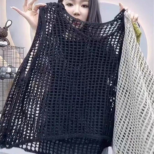 设计感镂空背心马甲女2025春夏季新款宽松韩版网格叠穿慵懒风上衣