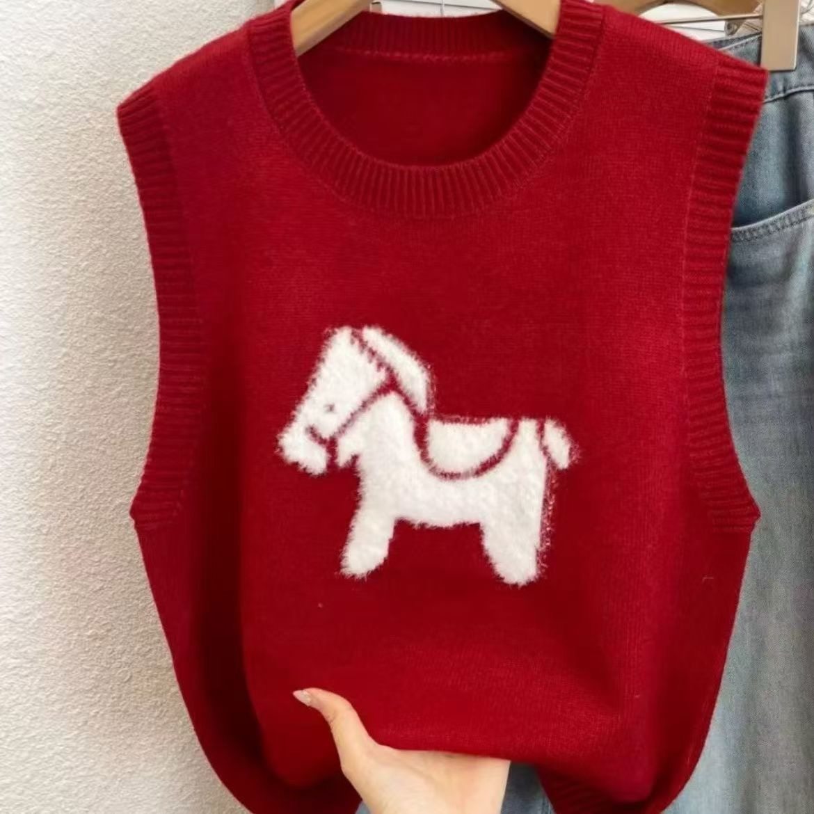 小马提花针织马甲背心女2026春秋叠穿百搭无袖宽松上衣毛衣坎肩,女装/女士精品,毛针织衫,淘宝优惠券,粉丝福利购,淘宝优惠卷