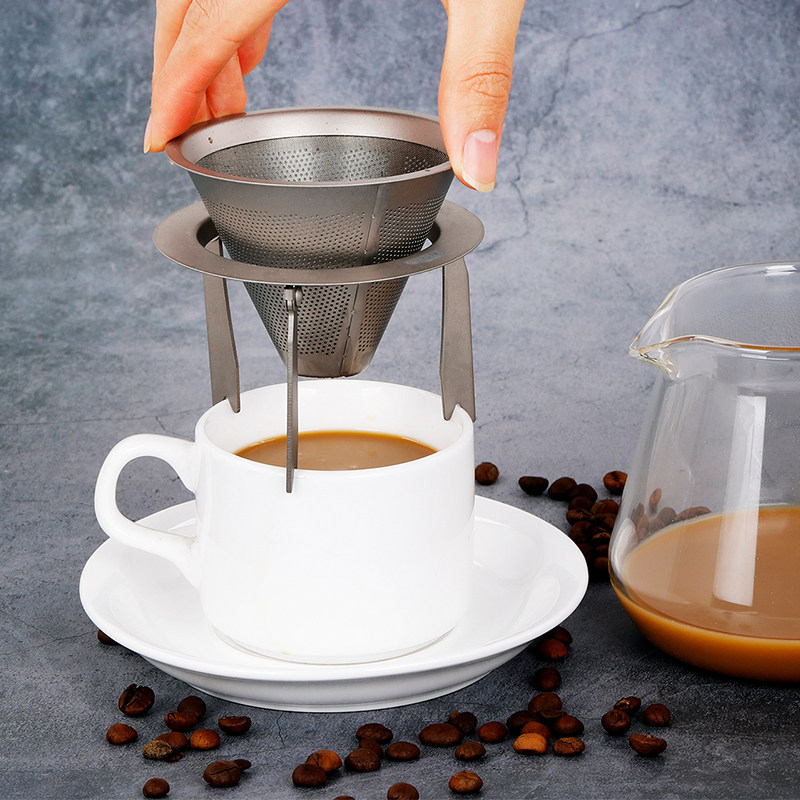 蔻盾户外纯钛咖啡杯茶滤滴漏式过滤网漏斗手冲咖啡泡茶多功能装备