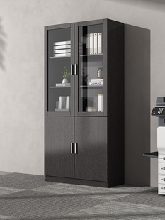 玻璃门书柜现代简约防尘展示柜客厅陈列柜带门窄柜立柜组合收纳柜