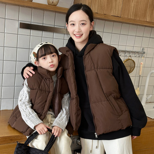 儿童羽绒棉马甲中大童女孩男童坎肩背心亲子装小个子女生校服神器