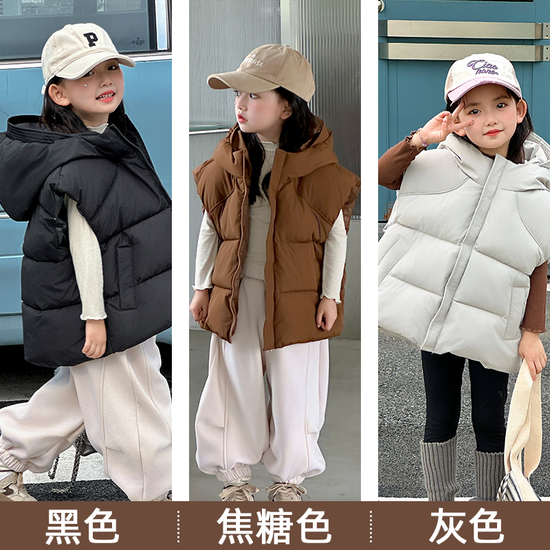 韩国儿童羽绒棉马甲男童女童中大童加厚保暖坎肩马甲轻薄款棉袄