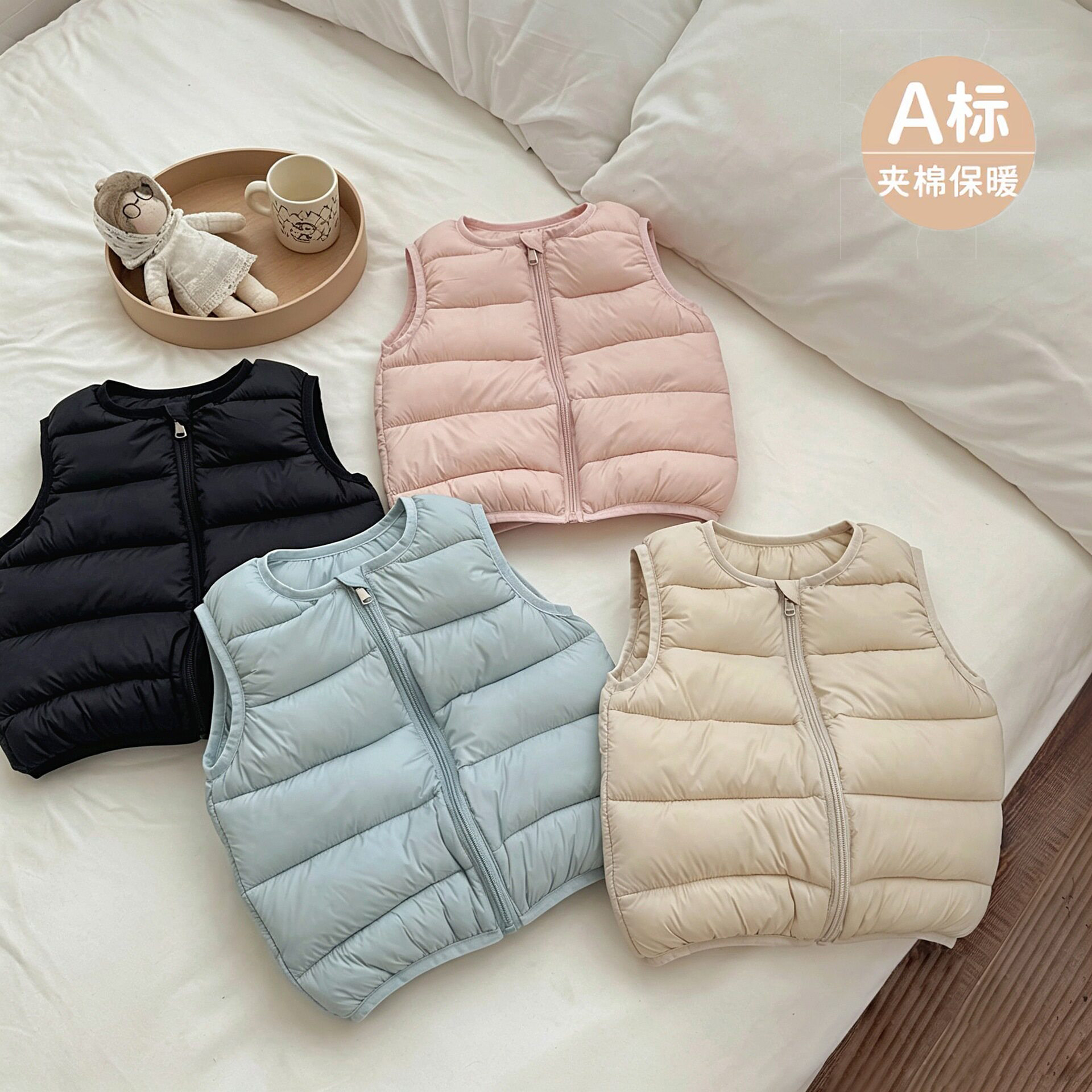 2026新款童装儿童轻薄款羽绒棉服圆领马甲中小童婴幼儿宝宝韩系图片