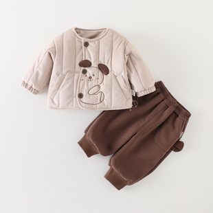 3岁男宝宝外出服男童 可爱超萌1 秋冬套装 加厚保暖外套夹棉冬装