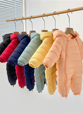 韩版冬季爬服加绒加厚连体衣