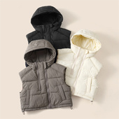 儿童羽绒棉连帽马甲男童棉马甲三防女童秋冬季 洋气背心外穿童装