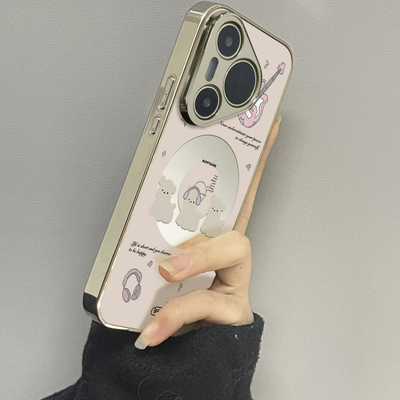 用于华为pura70proUltra手机壳电镀镜面狗狗唱片p40高级感p50e全包防摔P60外新款网红男女潮牌P70pro十套硬